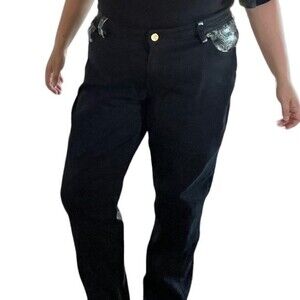COOGI Faux Snake Skin Black Jeans Elastic Stretchy Pants Women's sz 20 Plus Size